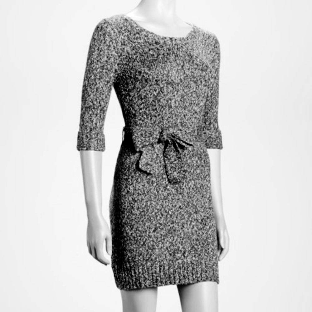 Tulle Heather Grey/Army Green Belted Sweater Dress